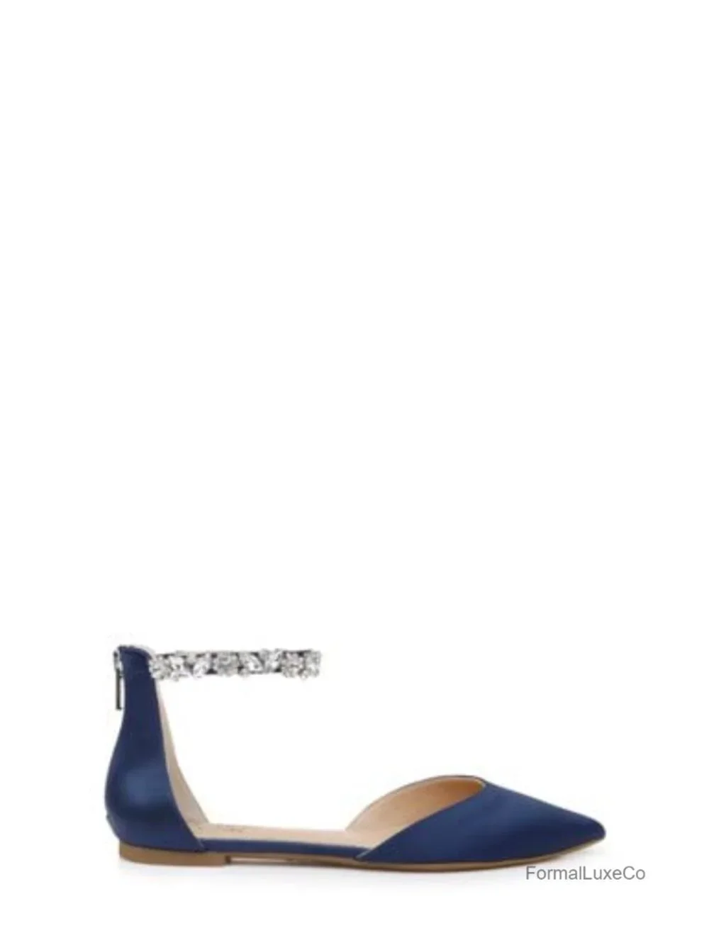 Satin Ballet Flats with Ankle Strap and Padded Insole